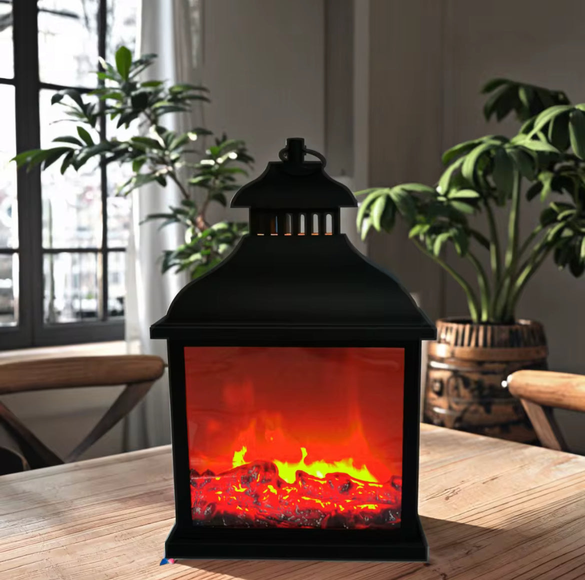مدفأة ديكورية محمولة و مضيئة بإضاءة اللهب
